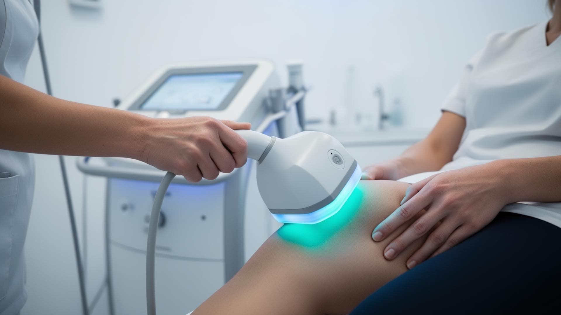 Profesional aplicando un tratamiento con equipo médico